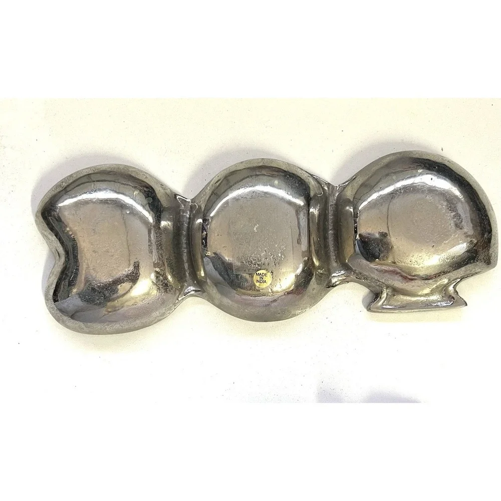 Silver‎ Pewter Shell Shaped Dish Candy Nut Trinket Serving Bowl Made In India AA